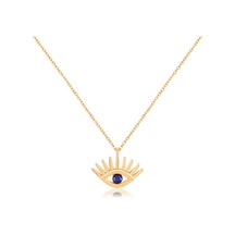 Emılıano Jewellery Lacivert Safir Renkli Taşlı Göz Figürlü Altın Kaplama Gümüş Kolye Gold - Rose Gold - Gümüş