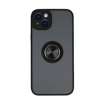 Apple İphone 14 Kılıf Montreal Yüzüklü Silikon Kapak - Siyah Çok Renkli