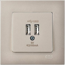 Metalik Bej 2 Usb Çıkışlı 5v Şarj Prizi İle Modern Çözüm