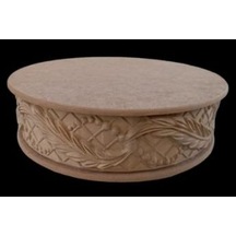 Boncuklu Yapraklı Yuvarlak Orta Boy Kutu 32x9 Cm Ahşap