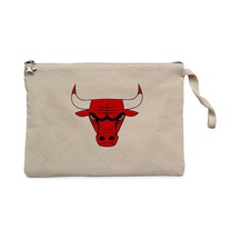Chicago Bulls Logo Krem Clutch Astarlı Cüzdan / El Çantası Krem
