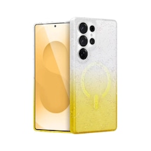 Newface Samsung Galaxy S24 Ultra Pummel Shiny Magsafe Kapak - Gold Sarı