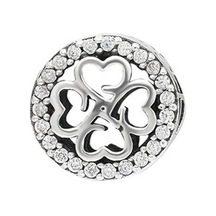 Nur Silver Yonca Model Taşlı Yuvarlak Gümüş Charm Nur-bl09996
