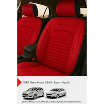 İstanbul Serisi Deri Oto Koltuk Kılıfı Ford Focus-fiesta-escort Uyumlu Kırmızı