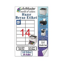 A4 Hazır Beyaz Etiket 105x38 Mm 10 Sayfa 1 Paket 14 Lü Kendinden Yapışkanlı Fotokopi Lazer İnkjet Kağıdı Yazıcılar İçin