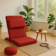 Ekstra Destek Yastıklı Yoga, Nefes, Meditasyon Sandalyesi Backjack Xl Su Ve Leke İticili Duck Kumaş Kırmızı