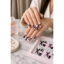 Parlak Lüks Figürlü Takma Tırnak Tırnak Yapıştıcı Hediye 36865986