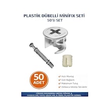 İmt Aksesuar Plastik Dübelli Minifix Gövde Ve Mil Seti - Mobilya Bağlantı Elemanı 50 Adet Metalik Çok Renkli