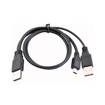 USB Y 3 Giriş Mini USB B 5 Pin HDD Harddisk Data & Power Kablosu