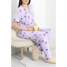Seka Store Seka Milan Kumaş Düğmeli Pijama Takım Mortavşan - 750.1287. Çok Renkli