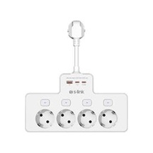 S-link Prz08 Beyaz 4 Soketli 15cm 1 Usb 2 Type-c Pd20w Tam Bakır Kablolu Akım Korumalı Priz 0