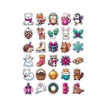 30 Adet Chibi Kış Hayvanları Sticker Seti - Laptop Ajanda Telefon İçin Çok Renkli