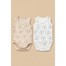 Minory Baby - %100 Pamuk Askılı Ayıcık Motifli Body Set Çok Renkli Çok Renkli