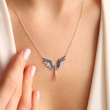 14 Ayar Altın Angel Kolye Blue Topaz