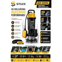 Staxx Qdx1hx 1hp Dalgıç Su Pompası 36 Metre Dik Basma 10 Mt Kablolu Temiz Su Motoru 360mt Yatay