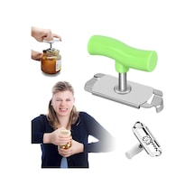 Kanji Pratik Kavanoz Ve Şişe Kapak Açacağı - Yeşil Paslanmaz Çelik, Ayarlanabilir, Ergonomik Tutma Saplı Diğer