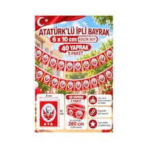 İpli Atatürk Bayrak Küçük Boy 40'lı 6x10cm 5 Paket Atalı Bayrak Kağıt İpli Sıralı Ayyıldız Bayrak Sınıf Süsü Okul Bayram 1