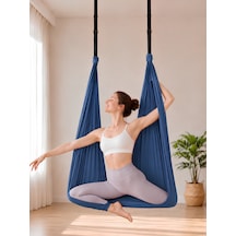 Yoga Hamağı Fly Salıncağı Yükseklik Ayarlanabilir Antigravity Esnek Askılı Denge Spor Aleti Pilates Fitness Denge Esneme Gerdirme Gelişim Mavi