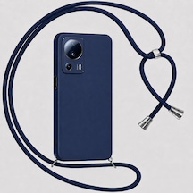 Xiaomi 13 Lite İle Uyumlu Özel Üretim Ayarlanabilir İpli Boyun Askılı Silikon Kılıf Kadife İç Yapılı Viper Boyun Çapraz Taşıma Özellikli Asılabilen İpli Telefon Kılıfı Lacivert