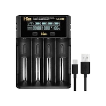 Batteries Lii-800 Akıllı Li-ion Pil Şarj Cihazı, Type-c Girişli, Lcd Ekranlı, 4 Slot Şarj, Li-ion & Ni-mh Uyumlu
