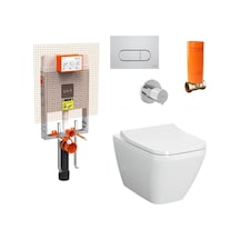 VitrA Integra Rimex Kanalsız Asma Klozet, Gömme Rezervuar Tam Set 800-2027 Beyaz