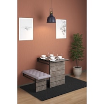 Mokapark Katlanır Raylı Mutfak Balkon Masa Dekoratif Tek Tabure Ayaklı Duvara Monte Alya Gri