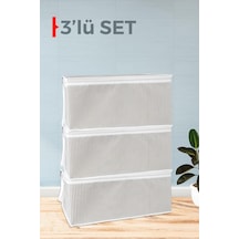 3 Adet Gri Çizgili Büyükbaza Altı Ve Çekyat Tipi Hurç 65 X 45 X 22 Cm Renkli