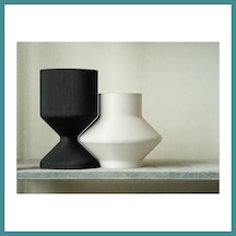 Trendexa 3d Baskı Modern Dekoratif İkili Vazo Seti - Minimalist Çizgili Çiçek Vazosu-siyah-beyaz - 17 10,25 Cm - 13 15 Cm Mac