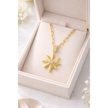 Zirkon Taşlı Yıldız Figürlü Altın Renk Ataç Zincir Çelik Kolye Model 14 Kararmaz, Modern Ve Şık Tasarım Gold Zirkon Taşlı Yıldız Figürlü Altın Renk Ataç Zincir Çelik Kolye Model 14 Kararmaz, Modern Ve Şık Tasarım Gold