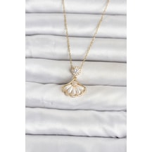 316l Çelik Zincir Gold Renk Yelpaze Model Kadın Kolye Tj-bko11072 Altın - Çok Renkli