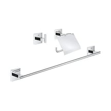 Start Cube Üçlü Banyo Aksesuar Seti Uzun Havluluk 558mm , Tuvalet Kağıtlığı Kapaklı , Bornoz Askısı Duş/banyo Aksesuarları Krom 41124000 16.5 x 12.2 x 11.2 CM