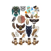 Baykuş Owl Sticker Set-16 16 Parça Telefon, Tablet, Defter, Laptop Sticker