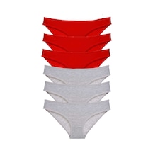 Royaleks 6 adet Eko Set Likralı Kadın Slip Külot Kırmızı Gri RYL-EKO6014 Gri
