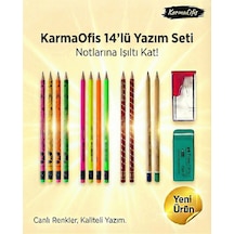 14 Lü Yazım Seti Set 6 Renkli Kalem Seti, Silgi + Kalemtıraş, Okul & Ofis İçin Çok Renkli