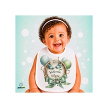 Hoşgeldin Bebek Keten Bebek Mama Önlüğü Yumuşak - Emici - Yıkanabilir - Özel Tasarım P058 Çok Renkli