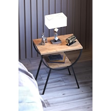 Yan Sehpa Komodin Metal Ayak Ceviz Atlantikçam