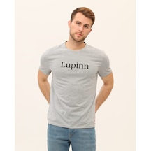 0001t Baskılı Gri Erkek T-shirt Siyah