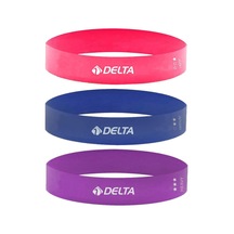 Delta Latex 3'lü Aerobik Pilates Direnç Egzersiz Bandı Squat Çalışma Lastiği,hafif - Orta - Tam Fuşya - Lacivert - Bordo