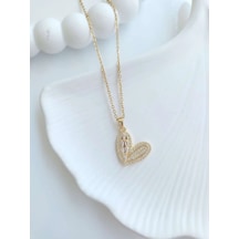Çelik Gold Kalp Kadın Kadın Kolye - Golden Heart Altın