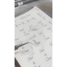 Nişan Hatırası Nikah Hatırası Kare Şeffaf Etiket 5 x 4 CM 45 Adet