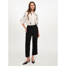 Faik Sönmez Önden Pensli Slim Fit Capri S26cpr005 Us26cpr00510 Siyah