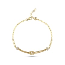 Düğüm Detaylı Modern Altın Bileklik 17-20 Cm T14521 Çok Renkli