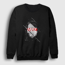 Presmono Unisex Fake Nirvana Kurt Cobain Sweatshirt Siyah