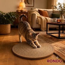 Petody Rondo Kedi Tırmalama Matı 8 MM Jüt Halat Mdf Taban 40 CM Modern Ve Dayanıklı Mdf Tasarım