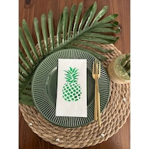 Gold Yaldızlı Beyaz Ananas Garson Peçete 16 Lı