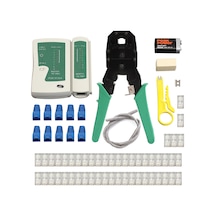 Reedark Rj45 Ağ İçin Üç İşlevli Pres Aleti Seti: Kabloları Kesme, Çıkartma Ve Presleme - Test Aleti Ve Bağlayıcılarla Pil Dahil Yeşil