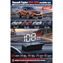 Renault Captur 2013-2026 Modeller İçin Obd2 Head Up Display Hayalet Gösterge Ekranı Ön Cam Hız Göstergesi