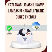 Güneş Paneliyle Şarj Olan Katlanabilir Led Çadır Lambası 5 Kademeli Aydınlatma Çok Renkli