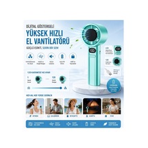F-21 Şarjlı El Fanı Dijital Göstergeli Serinletici Fan 120 Kademe Hız Ayarı Pil Şarj Göstergesi Mini Vantilatör Klima