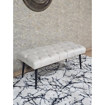 Zafir Siyah Boyalı Sivriltme Ayaklı 90 Cm Puf Bench - Puf - Bench - Kasalı Oturak - Oturak - Yatak Ucu Puf Bej